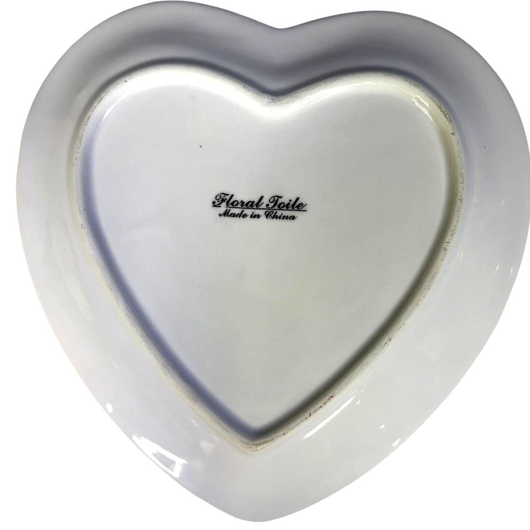 Maxcera Corp Retired 2009-2012 Floral Toile MXEFLTO 8" Heart Shaped Accent Plate - Thumbnail 2