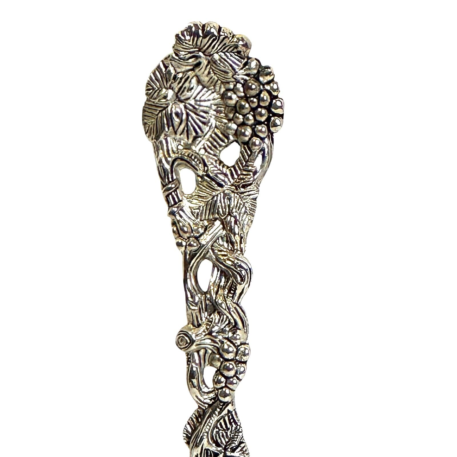 Godinger Grapevine Heavy Ornate 11" Pierced Handle Silver Plate Serving Spoon! - Thumbnail 2