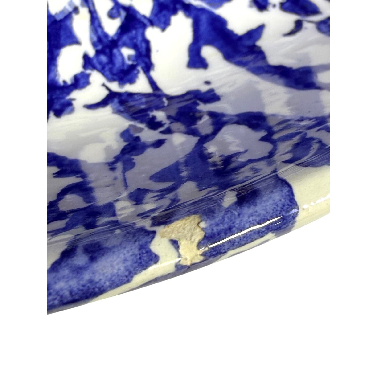 Leopoldo Piezi Stoviglierie Hand Painted Blue/White Italy 16" Serving Pasta Bowl - Thumbnail 5
