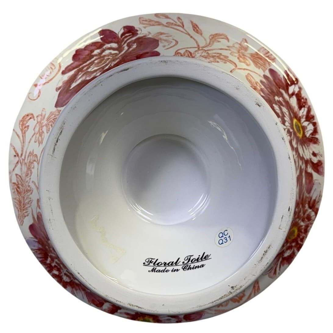 Maxcera Corp Retired 2009-2012 Floral Toile MXEFLTO 13" Footed Centerpiece Bowl - Thumbnail 5
