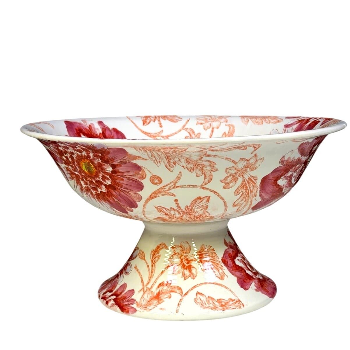 Maxcera Corp Retired 2009-2012 Floral Toile MXEFLTO 13" Footed Centerpiece Bowl - Thumbnail 3
