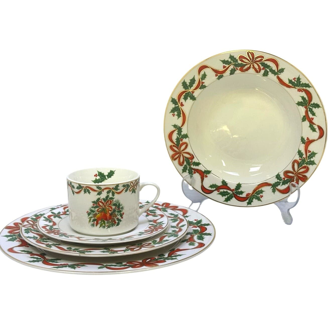 American Atelier 1995-1998 Holiday Ribbon 5-Piece Place Settings-Service for 4 - Thumbnail 2