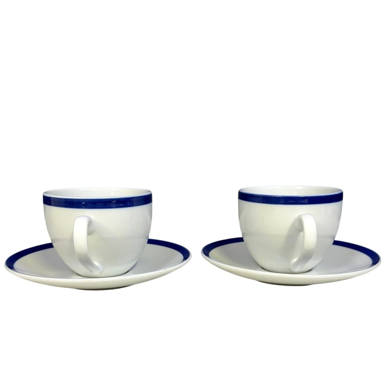 Williams Sonoma Japan 2006-2023 Brasserie Blue Band Flat Cups/Saucers-Set of 2 - Thumbnail 2
