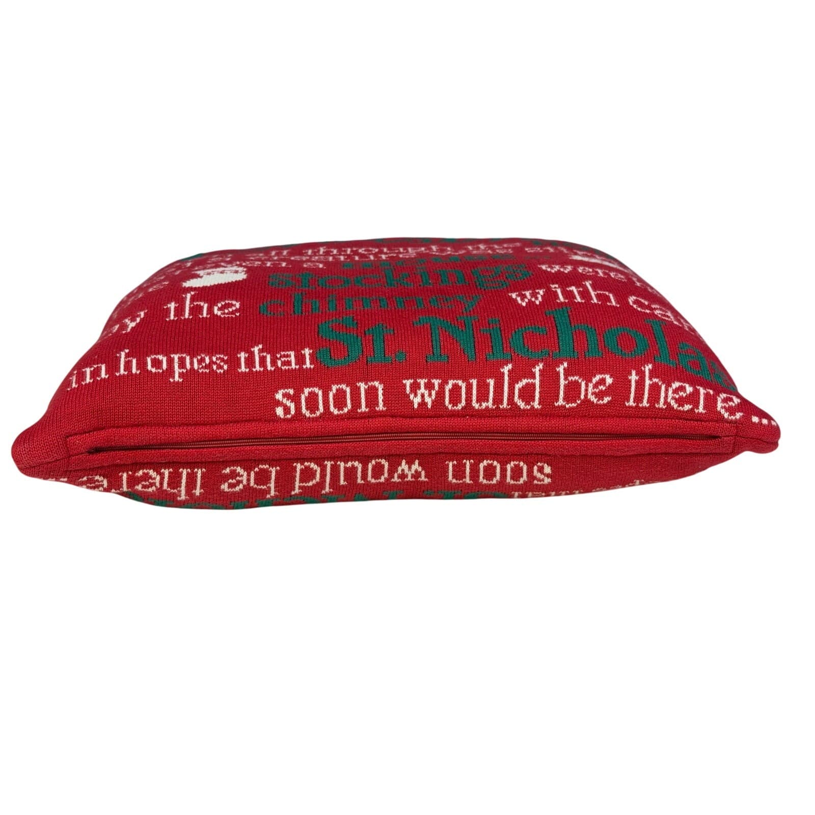 Twas the Night Before Christmas Cozy Red Green White Holiday 17 x 17 Pillow - Thumbnail 3
