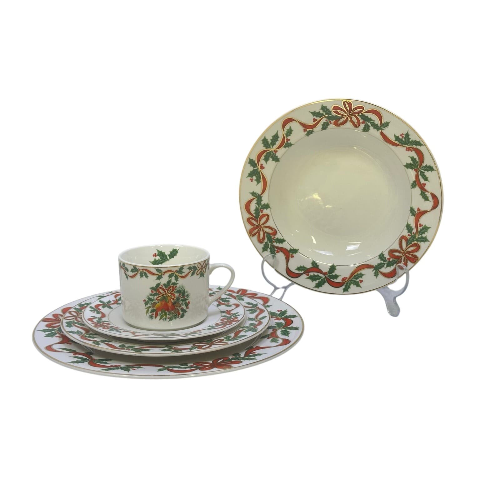 American Atelier 1995-1998 Holiday Ribbon 5-Piece Place Settings-Service for 4 - Thumbnail 8