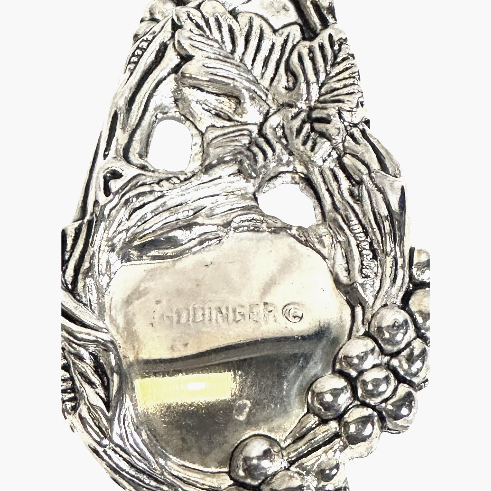 Godinger Grapevine Heavy Ornate 11" Pierced Handle Silver Plate Serving Spoon! - Thumbnail 7