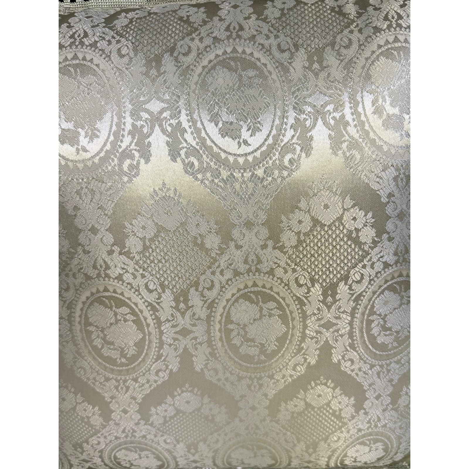 Traditional Pale Sage Green Jacquard Pattern Damask 17x17 Lace Trim Throw Pillow - Thumbnail 2