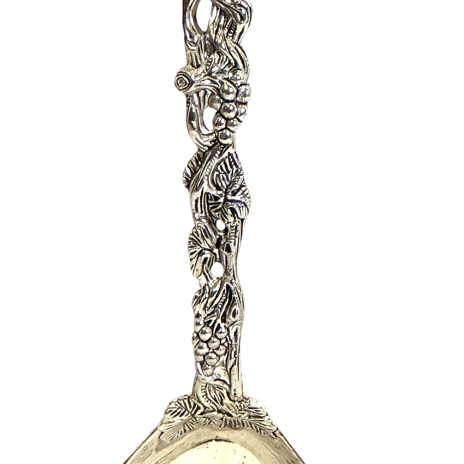 Godinger Grapevine Heavy Ornate 11" Pierced Handle Silver Plate Serving Spoon! - Thumbnail 3
