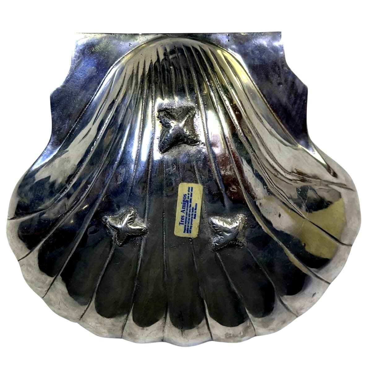 Tres Amigos Mexico Large Vintage Aluminum 13" Clamshell Serving Bowl/Tray - Thumbnail 4