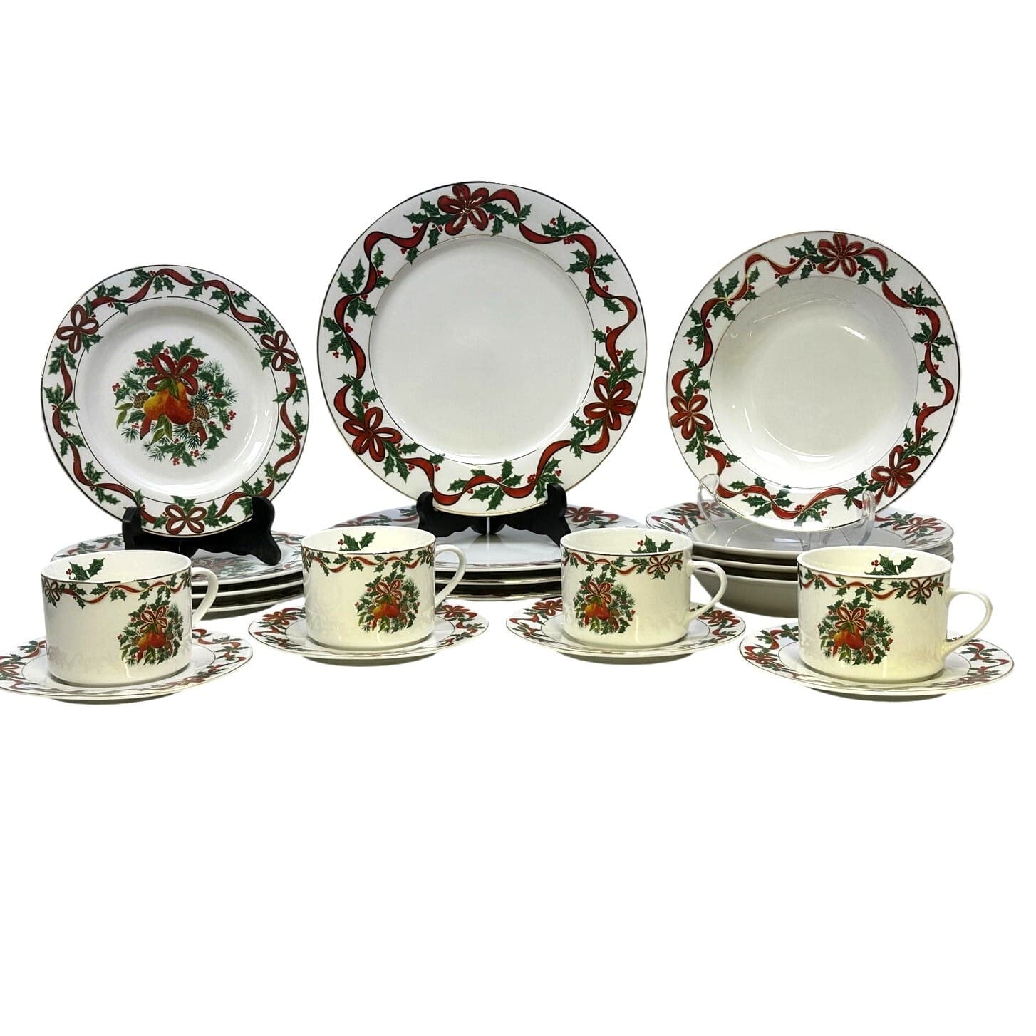 American Atelier 1995-1998 Holiday Ribbon 5-Piece Place Settings-Service for 4