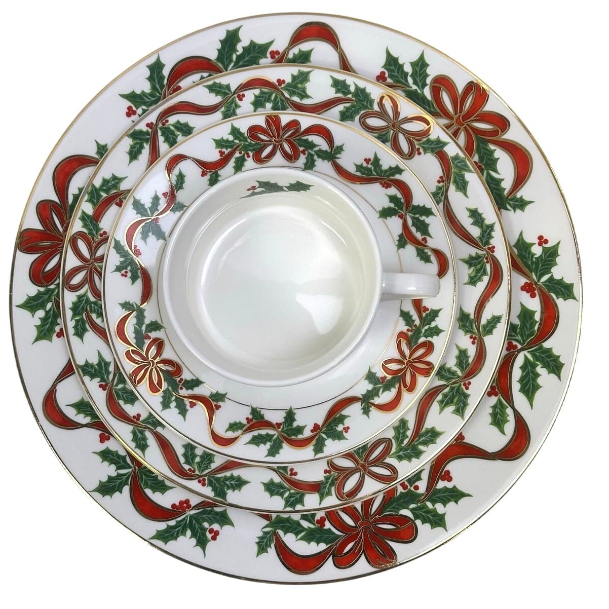 American Atelier 1995-1998 Holiday Ribbon 5-Piece Place Settings-Service for 4 - Thumbnail 9