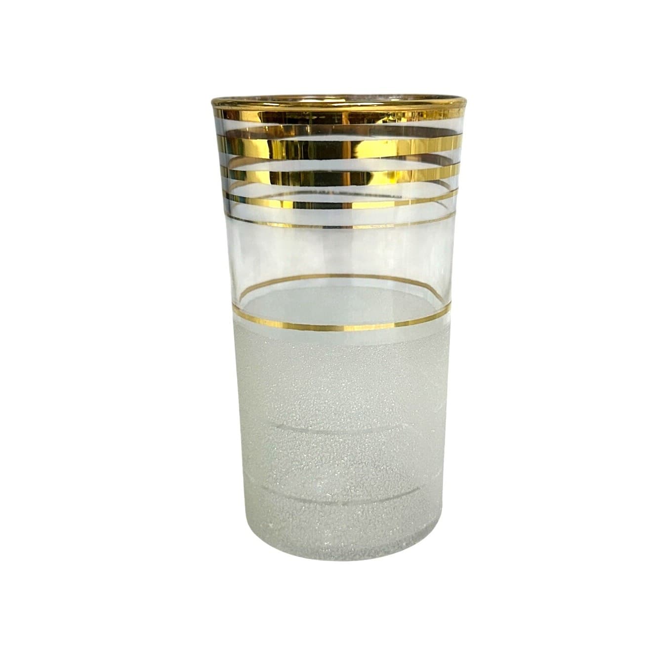 West Virginia Glass MCM 1950's Frosted Ball Cocktail Pitcher Ice Lip & 6 Glasses - Thumbnail 2