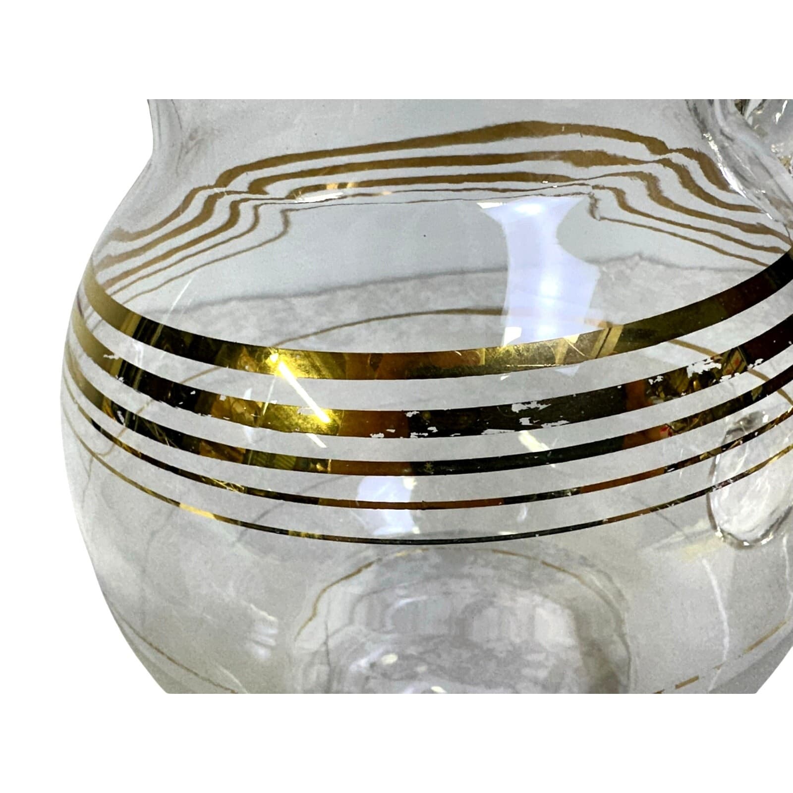 West Virginia Glass MCM 1950's Frosted Ball Cocktail Pitcher Ice Lip & 6 Glasses - Thumbnail 9