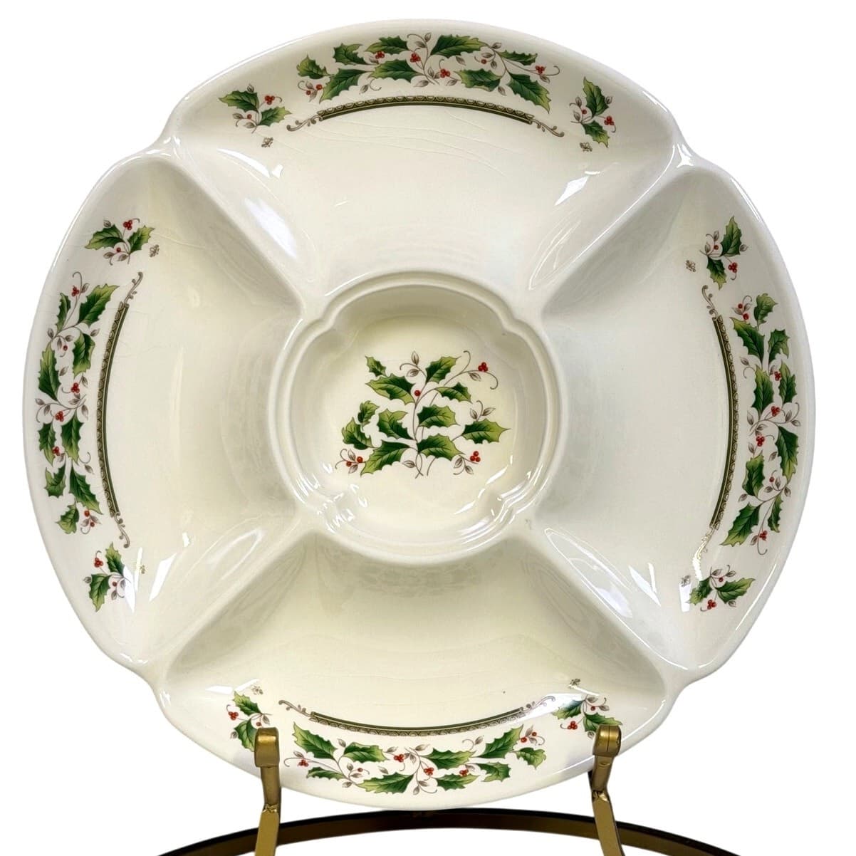 Royal Limited Japan 'Holly Holiday' Vintage 12.75" Divided Relish Vegetable Tray