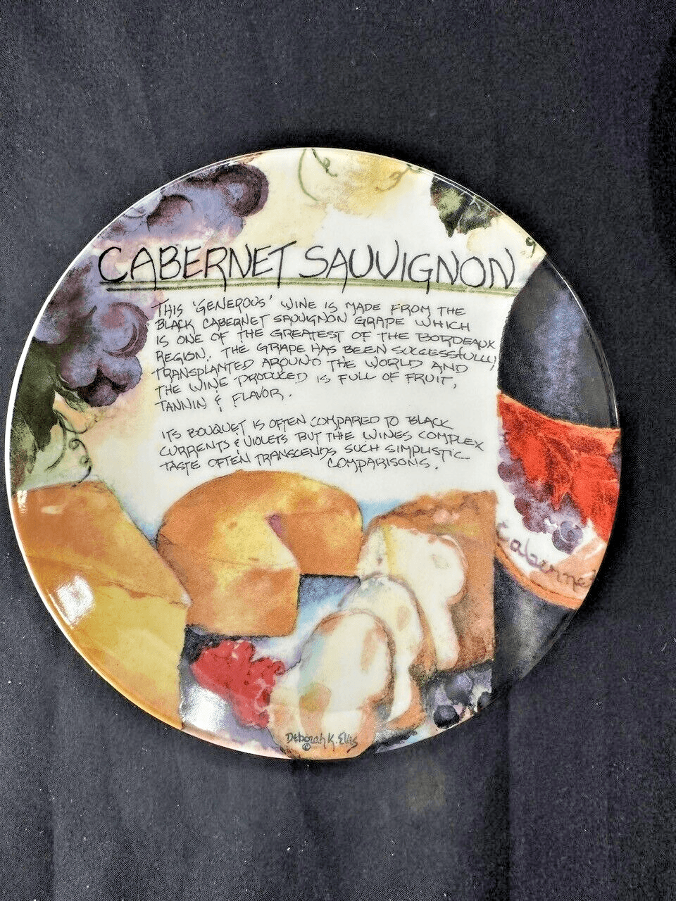 Deborah K. Ellis SBCD Cabernet Sauvignon Decorative Wine Cheese Plates-SET of 8 - Thumbnail 2