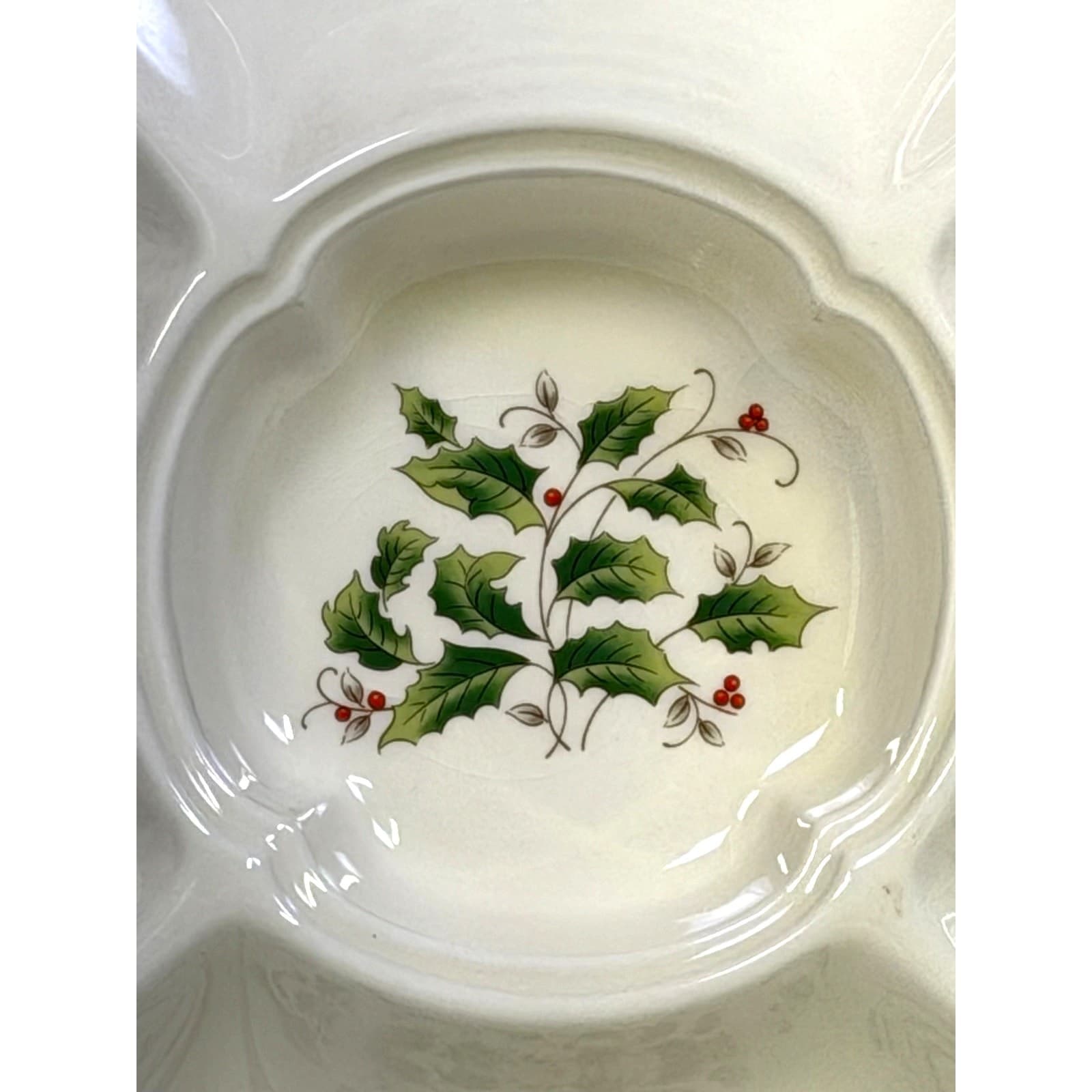 Royal Limited Japan 'Holly Holiday' Vintage 12.75" Divided Relish Vegetable Tray - Thumbnail 2
