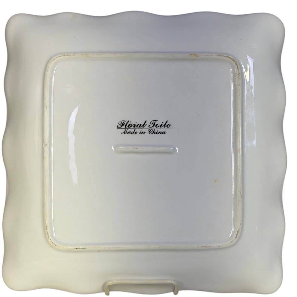 Maxcera Corp Retired 2009-2012 'Floral Toile' MXEFLTO 11.25" Square Dinner Plate - Thumbnail 5