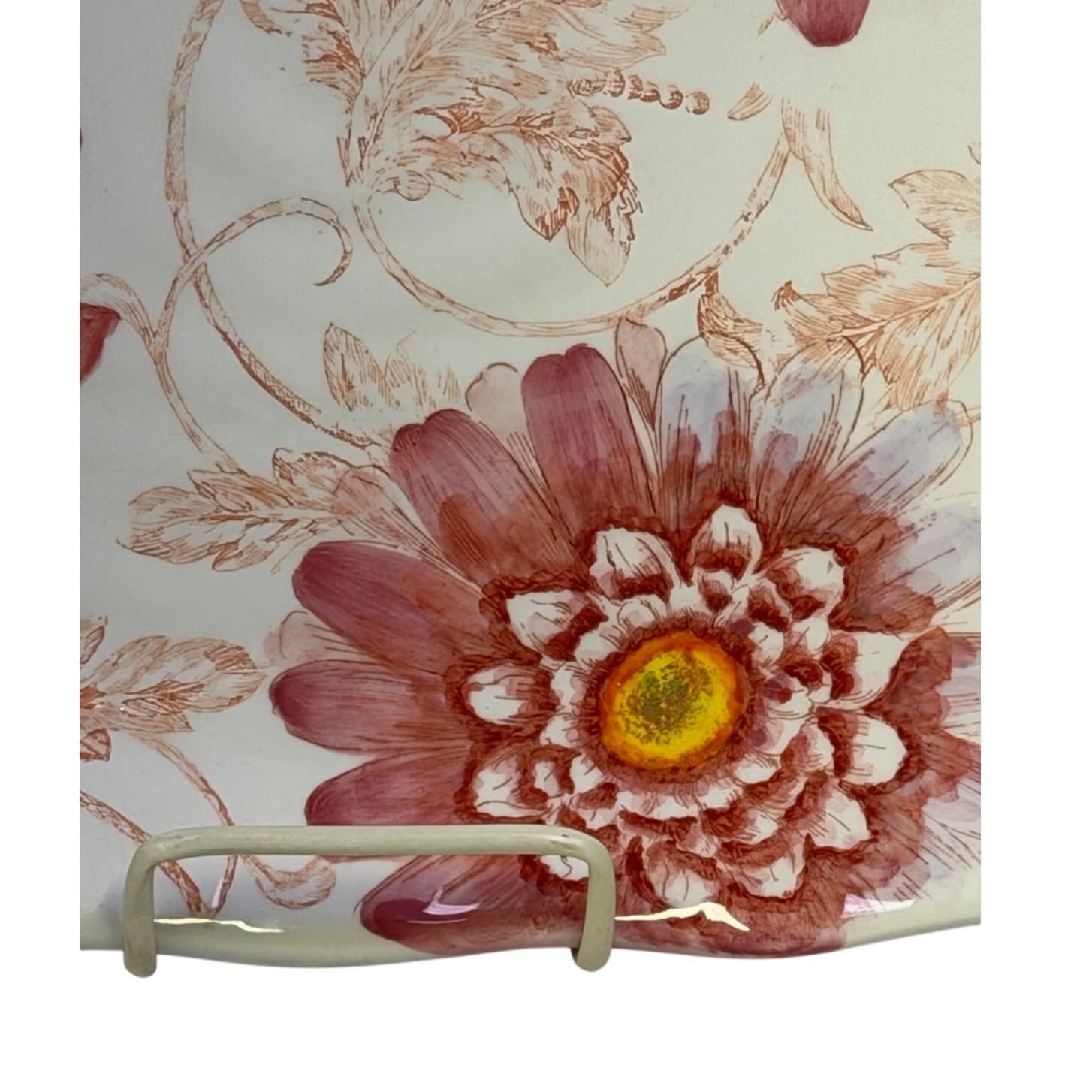 Maxcera Corp Retired 2009-2012 'Floral Toile' MXEFLTO 11.25" Square Dinner Plate - Thumbnail 3