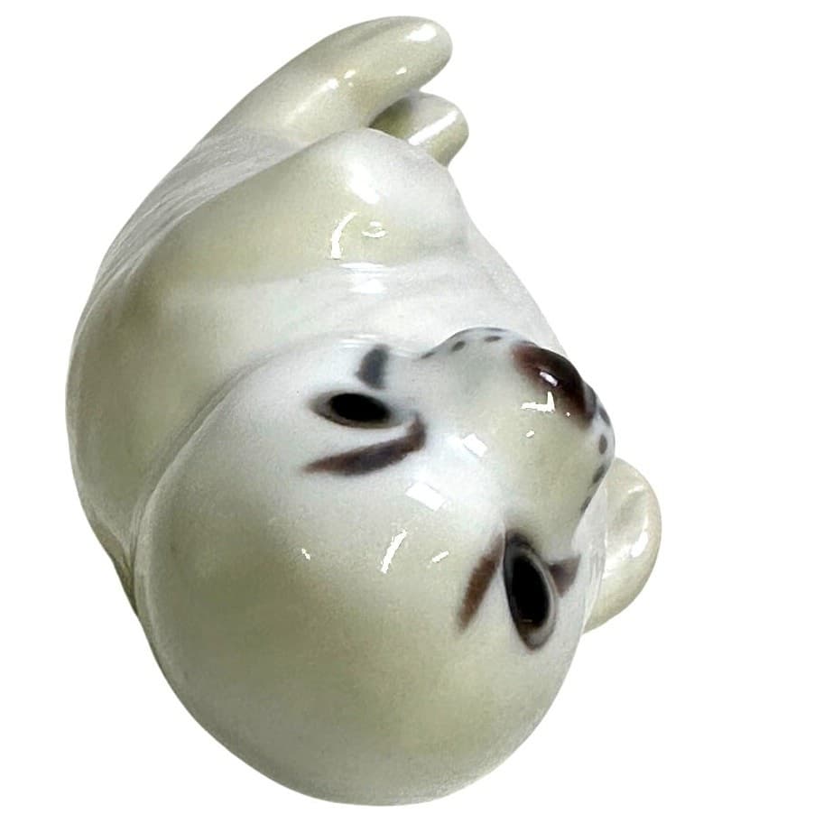 Bing & Grondahl Porcelain Baby Seal Figurine #2472 TR Lying on Back-Excellent - Thumbnail 4