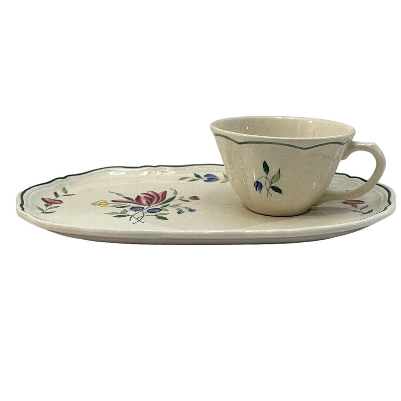Longchamp France Tulip Peint Main Vintage Sandwich Trays and Cups-Set of 2 - Thumbnail 4