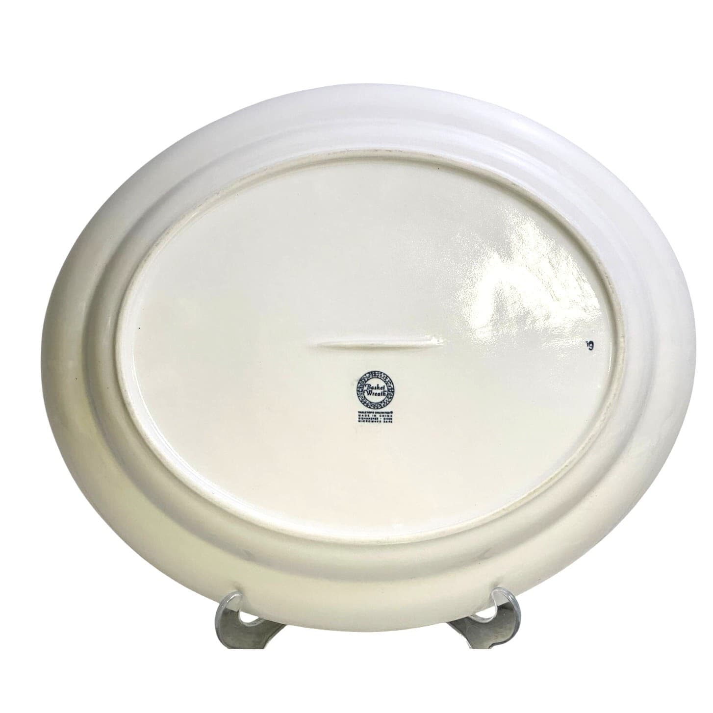 Basket Wreath by Tabletops Unlimited White Embossed Large Oval Serving Platter - Thumbnail 6