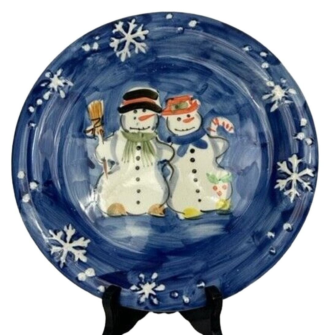 Tabletops Unlimited Snow Couple Hand Painted Dinner Plates-10.5” - Thumbnail 2