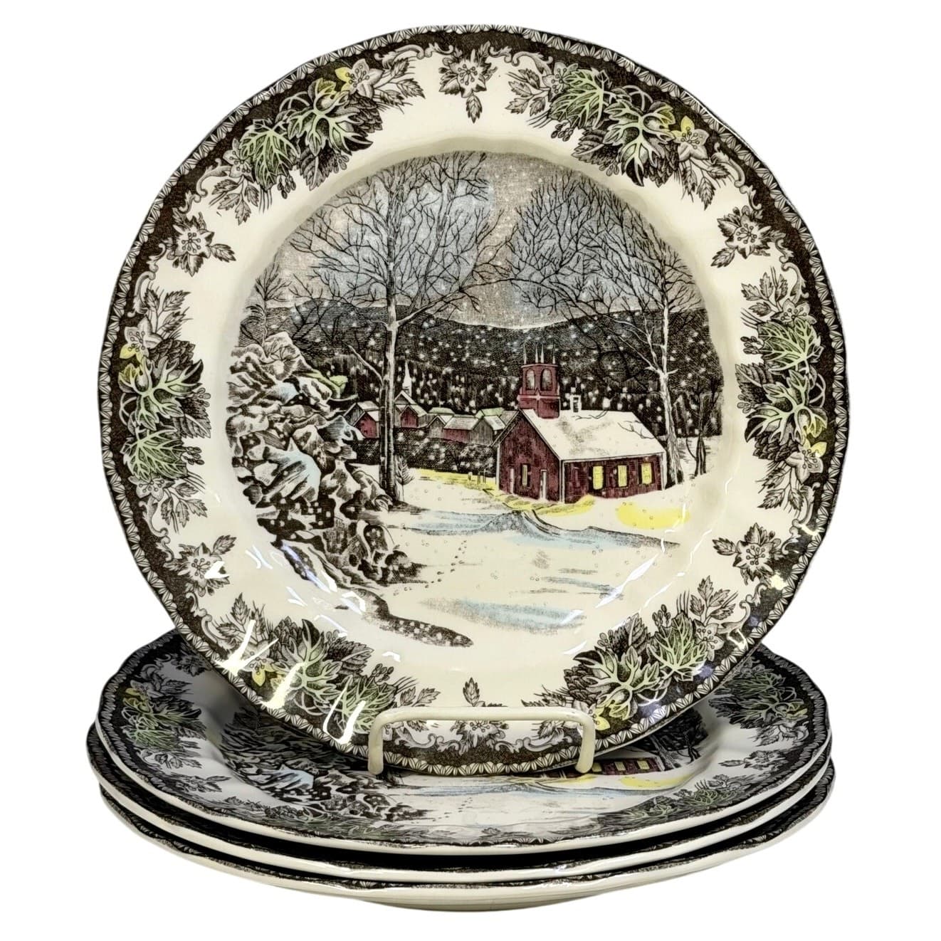 Johnson Bros Friendly Village England 1883 The School House 9.75" Plate-Set of 4
