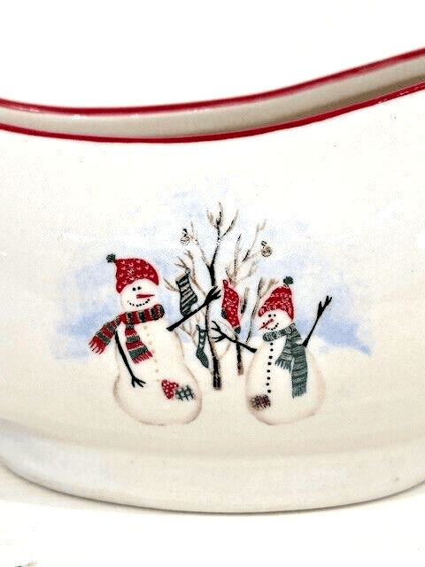 Royal Seasons Stoneware Snowman Gravy Boat - Thumbnail 3