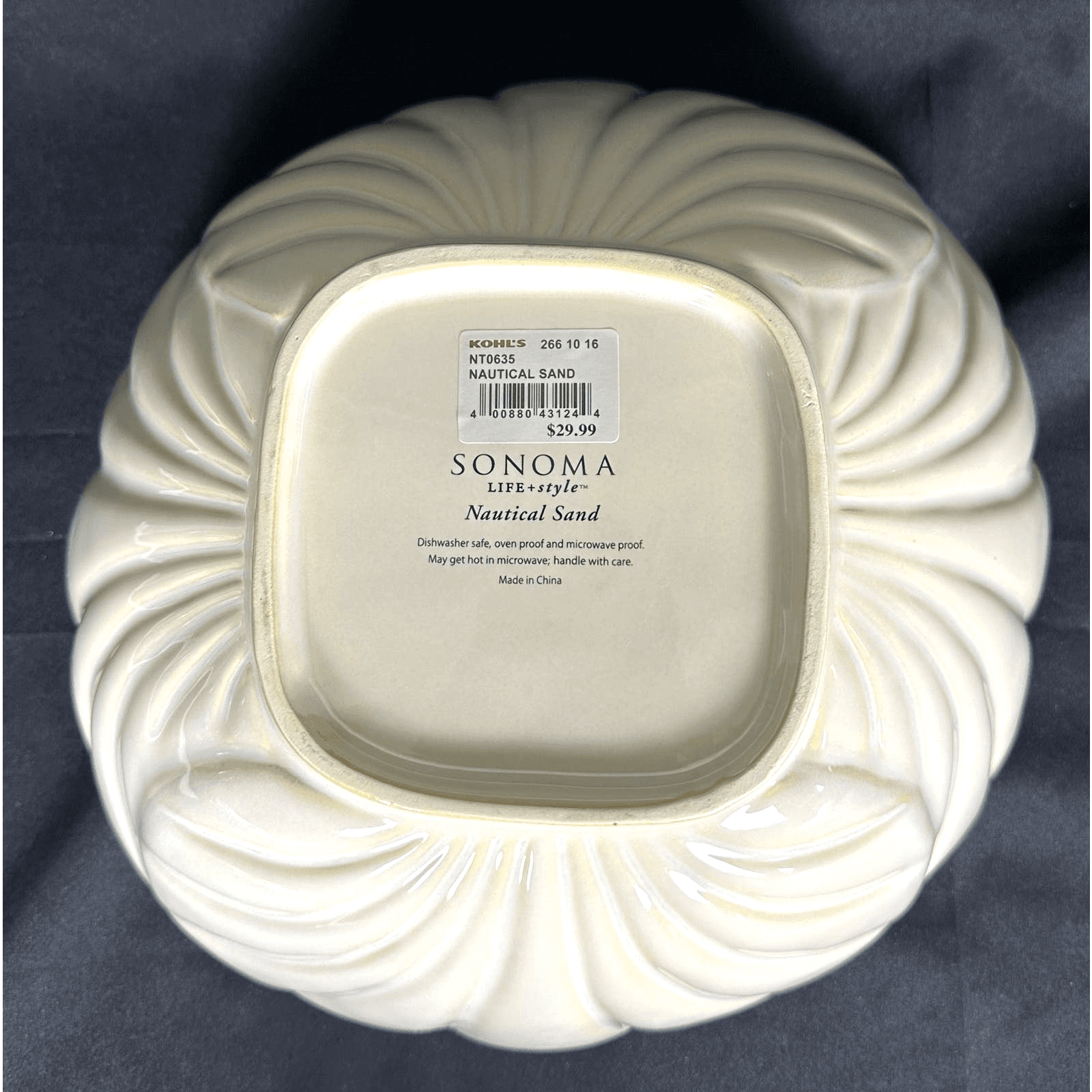 Sonoma LIFE + style Nautical Sand 11" Shell Salad Serving Bowl Retired NEW w/Tag - Thumbnail 4
