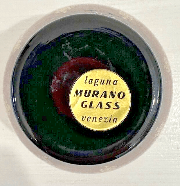 Laguna Murano Glass Venezia Ruby Red Gold Vase Original Sticker - Thumbnail 5
