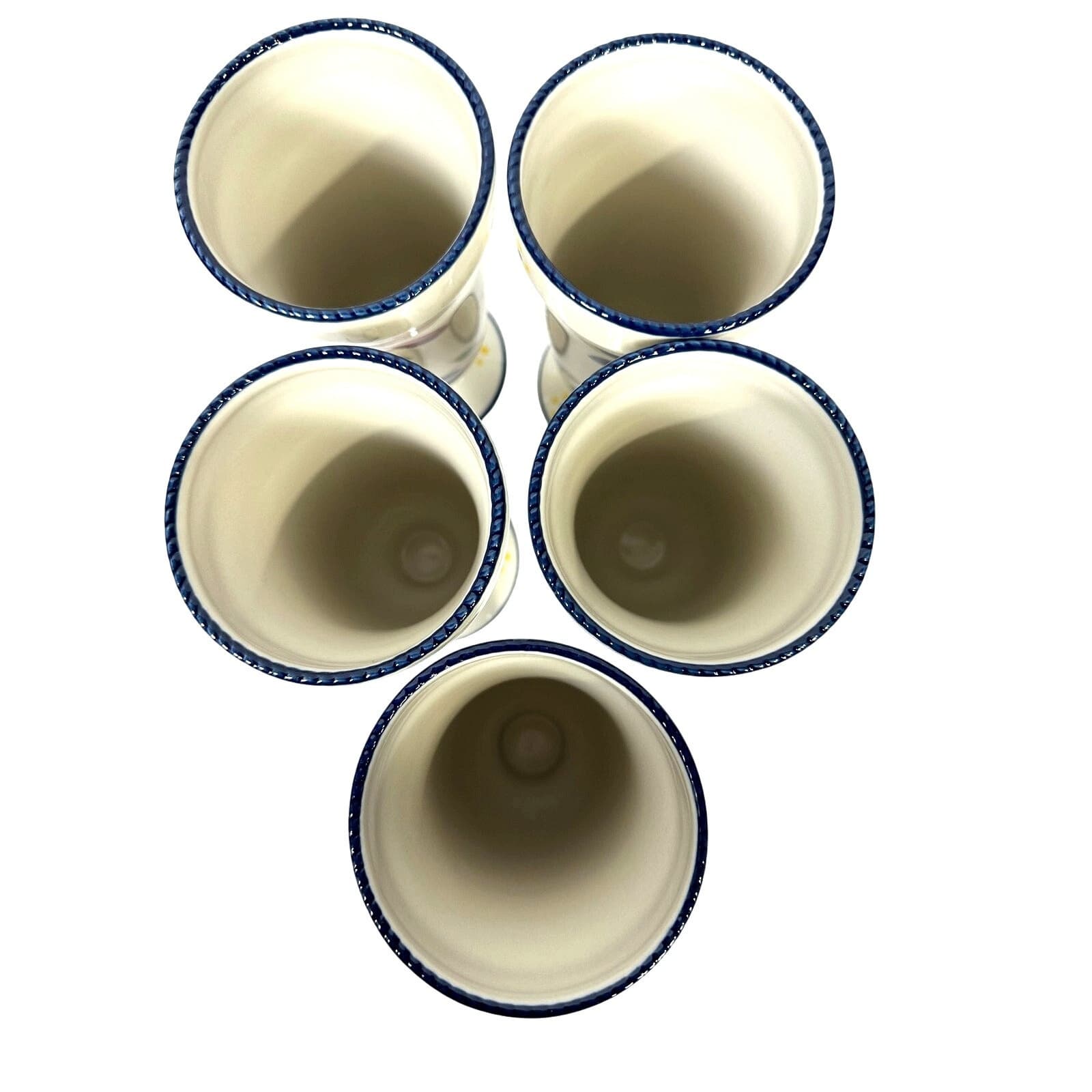 Old World Blue Temptations by Tara Footed Parfait Cups-Rare-Excellent-Set of 5 - Thumbnail 3