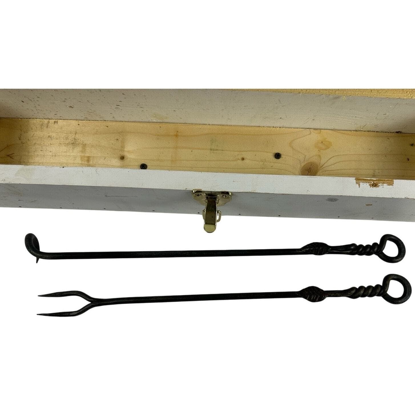 Forged Metal BarBQ Tools Twisted Leaf Design Original Box Texas Signed-Set of 2!