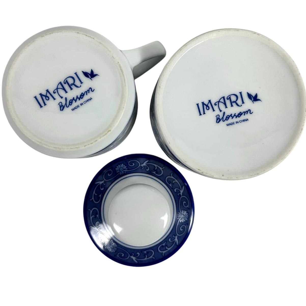 Imari Blossom China Retired Blue White Floral Butterfly Creamer/Sugar Bowl-Rare! - Thumbnail 9