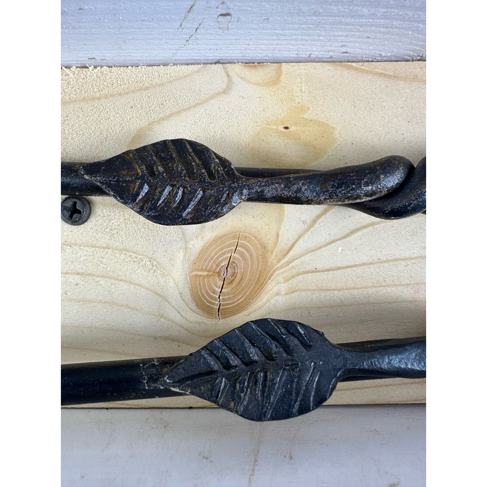 Forged Metal BarBQ Tools Twisted Leaf Design Original Box Texas Signed-Set of 2! - Thumbnail 4