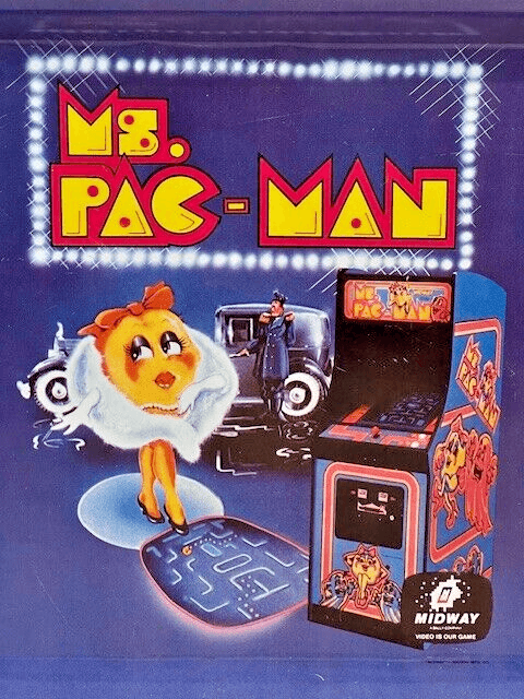 Ms. Pac-Man Midway Metal Lap Tray Vintage 1980's-Exceptional Condition-RARE! - Thumbnail 2
