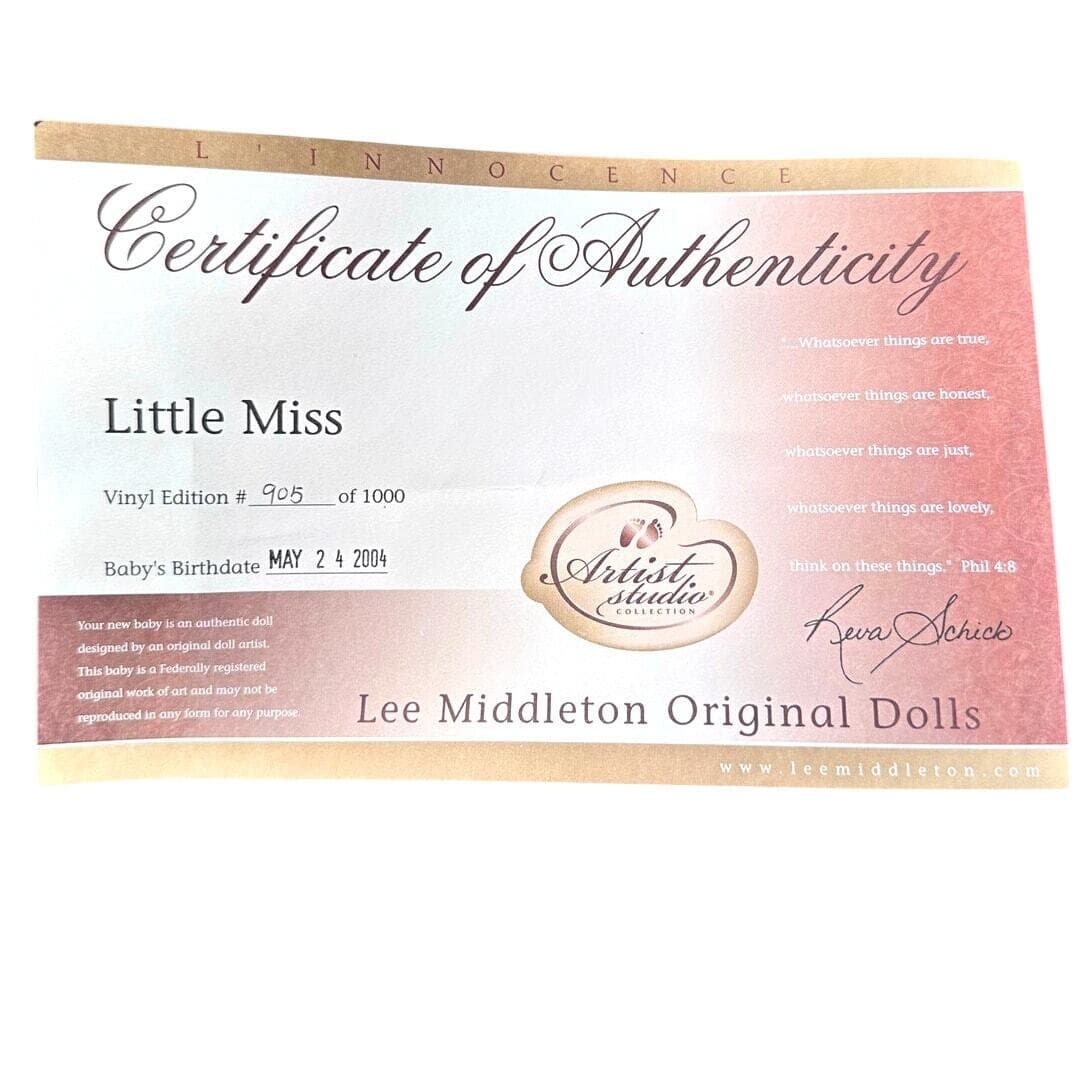 Lee Middleton Original Dolls Artist Studio #905/1000-2004 "Little Miss"-NEW! - Thumbnail 6