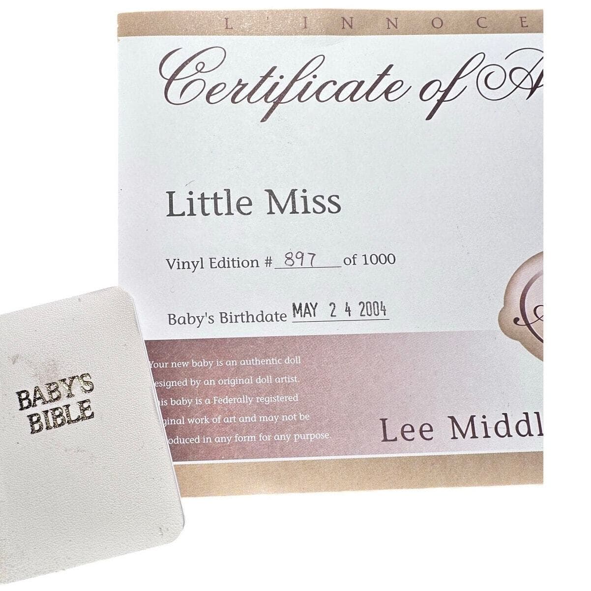 Lee Middleton Original Dolls Artist Studio #897/1000-2004 "Little Miss"-NEW - Thumbnail 4