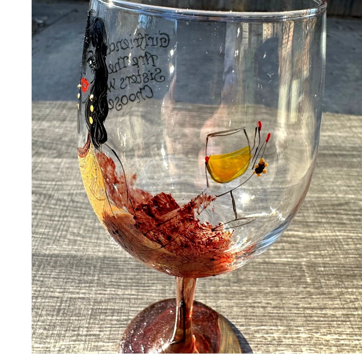 'Girlfriends are the Sisters We Choose' 9" Hand Painted Wine Glass - Thumbnail 5