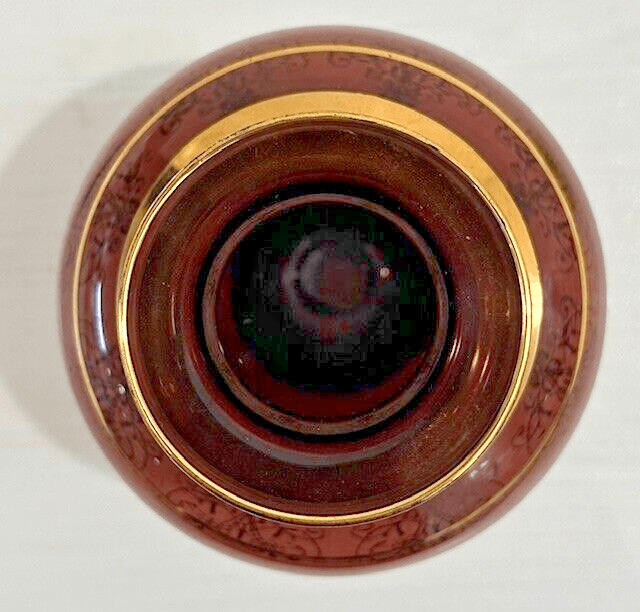 Laguna Murano Glass Venezia Ruby Red Gold Vase Original Sticker - Thumbnail 4