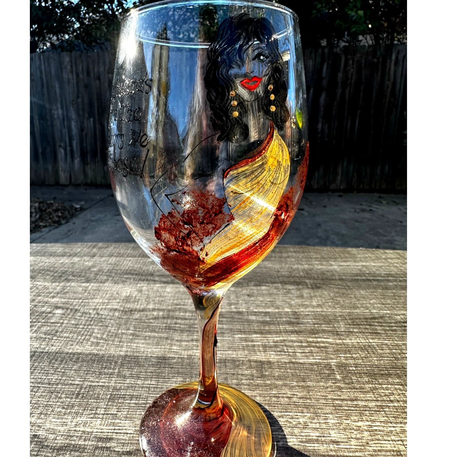 'Girlfriends are the Sisters We Choose' 9" Hand Painted Wine Glass - Thumbnail 6