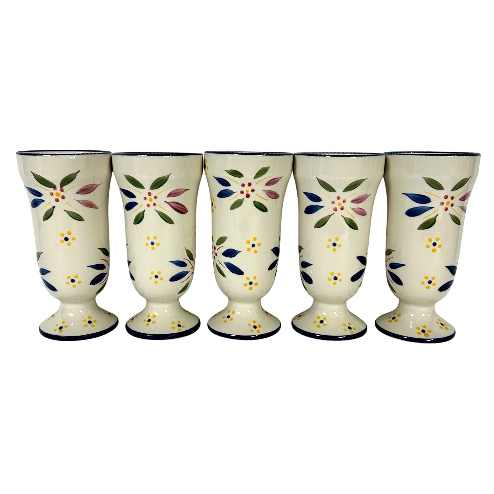 Old World Blue Temptations by Tara Footed Parfait Cups-Rare-Excellent-Set of 5 - Thumbnail 2