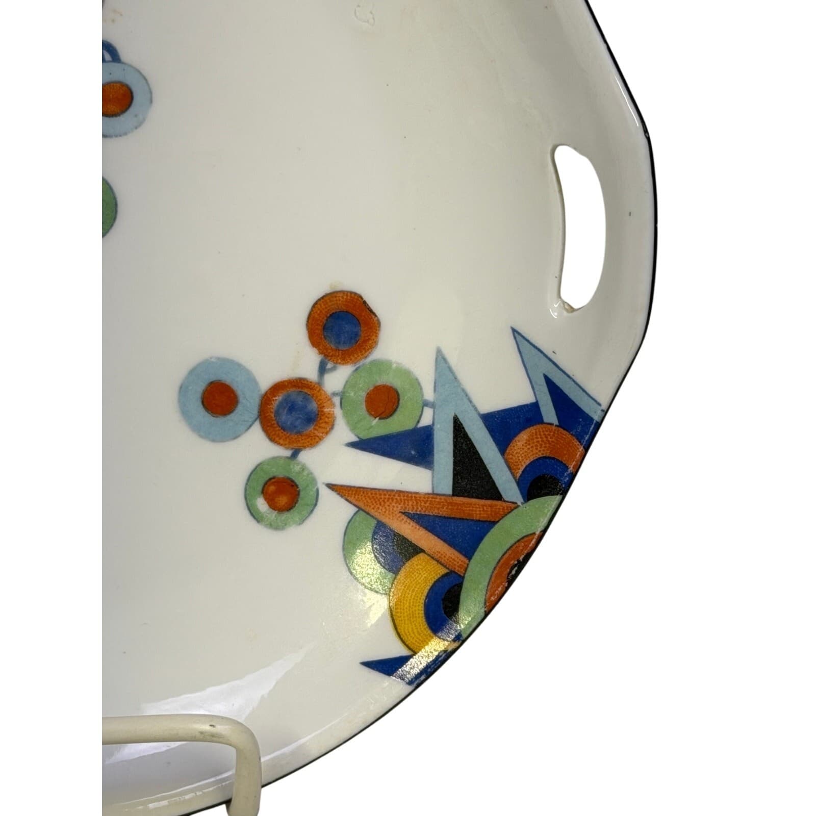 Germany Retired 'GMY36' Collection Black Rim Vintage Handled 8" Cake Plate-Rare - Thumbnail 4