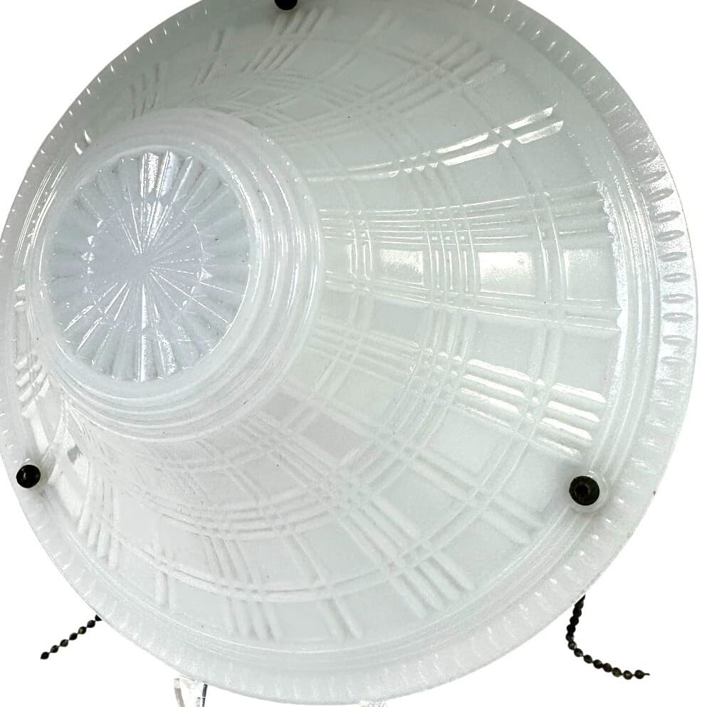 Art Deco Hanging Opalescent Milk Glass 10.5" Vintage Ceiling Light Shade-Rare - Thumbnail 3