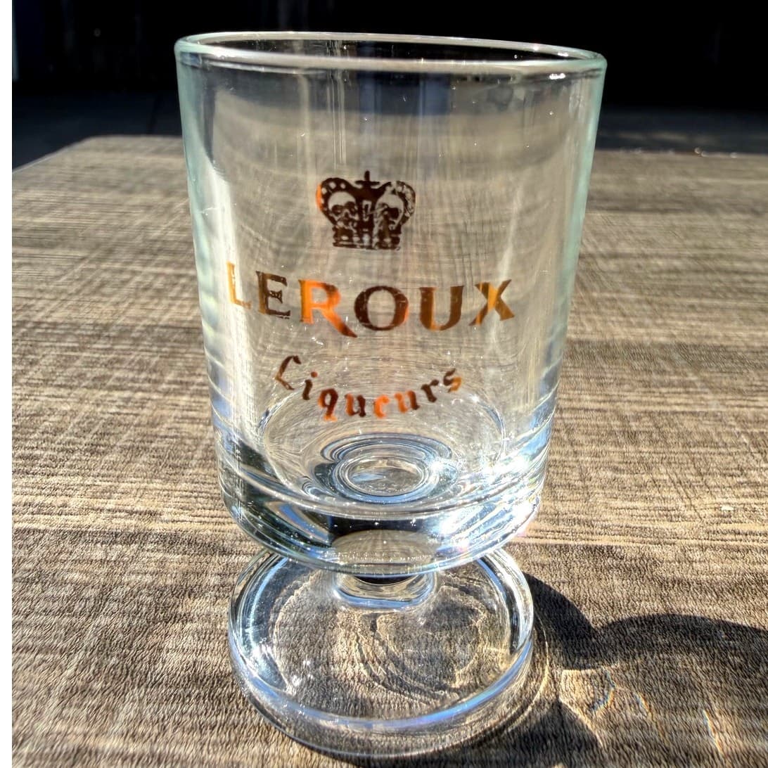 Leroux Vintage Stemmed 3" Gold Logo Liqueur/Cordial/Shot Glasses-Set of 5 - Thumbnail 2