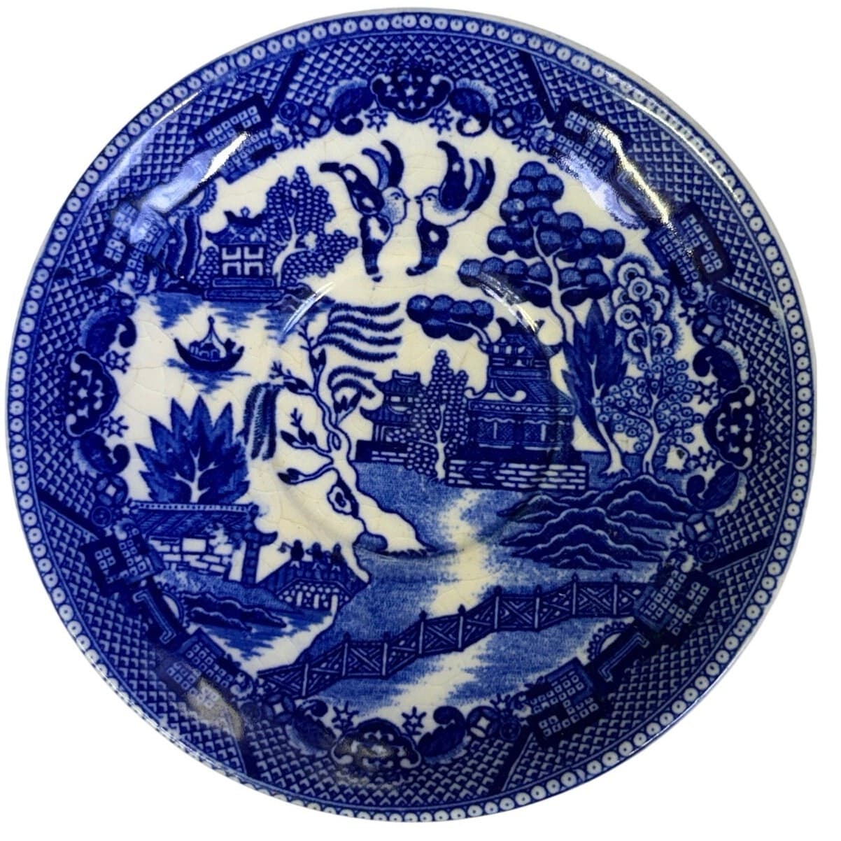 Blue Willow Japan Flow Blue 9" Luncheon/6" Bread Plate/5.75" Saucer Set - Thumbnail 3