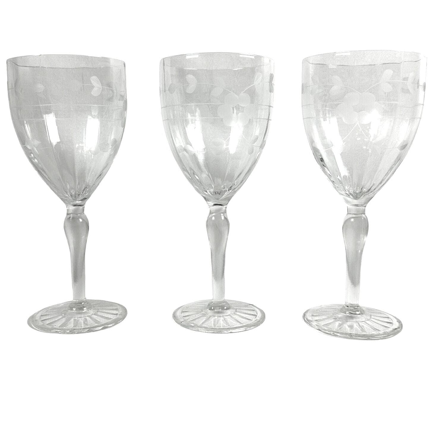 Standard Glass Cut 92 Pattern Code SGMCUT9 Retired Water Goblets-Set of 3!