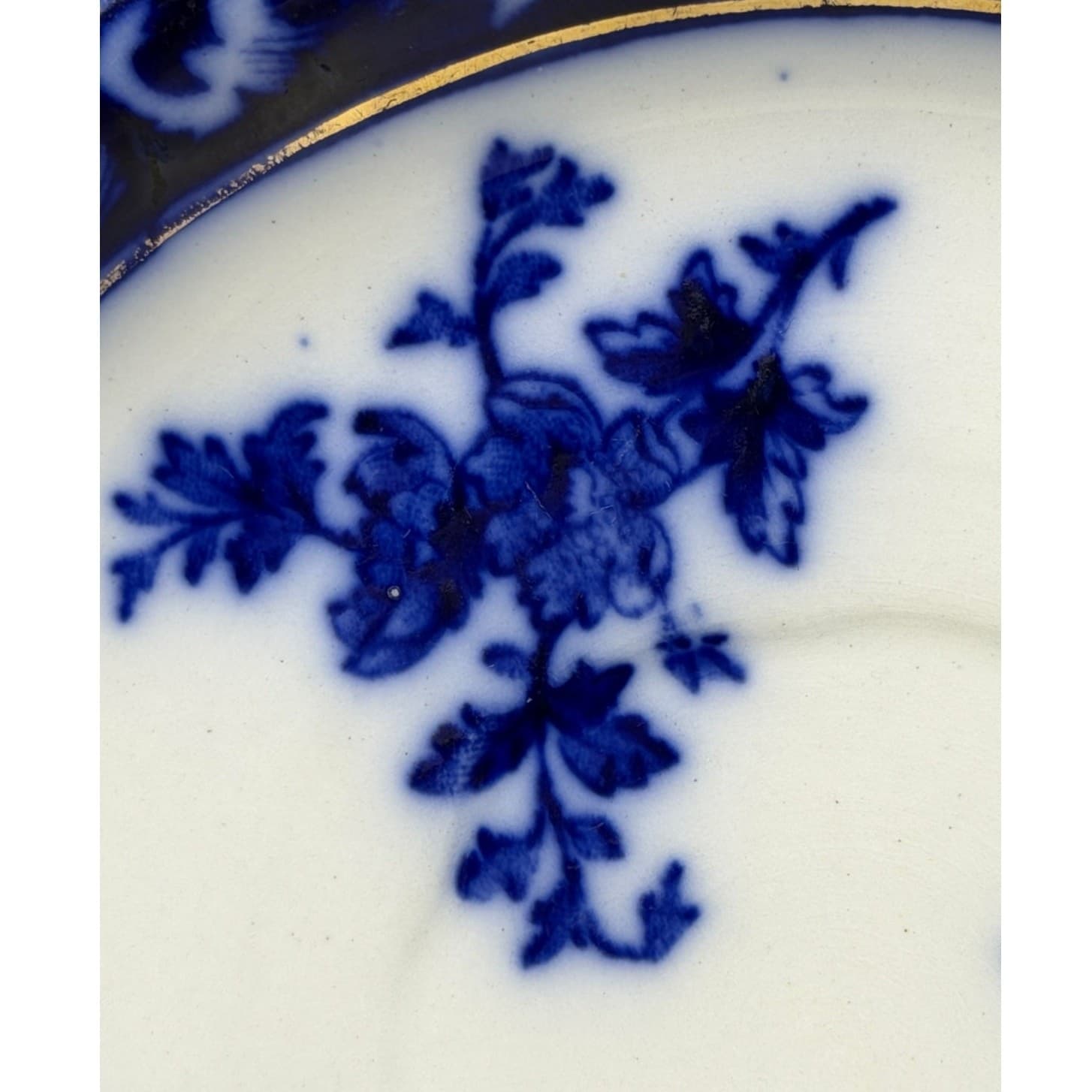 Antique c. 1928 Stanley Pottery 'Touraine' Flow Blue Saucer for Teacup - Thumbnail 2