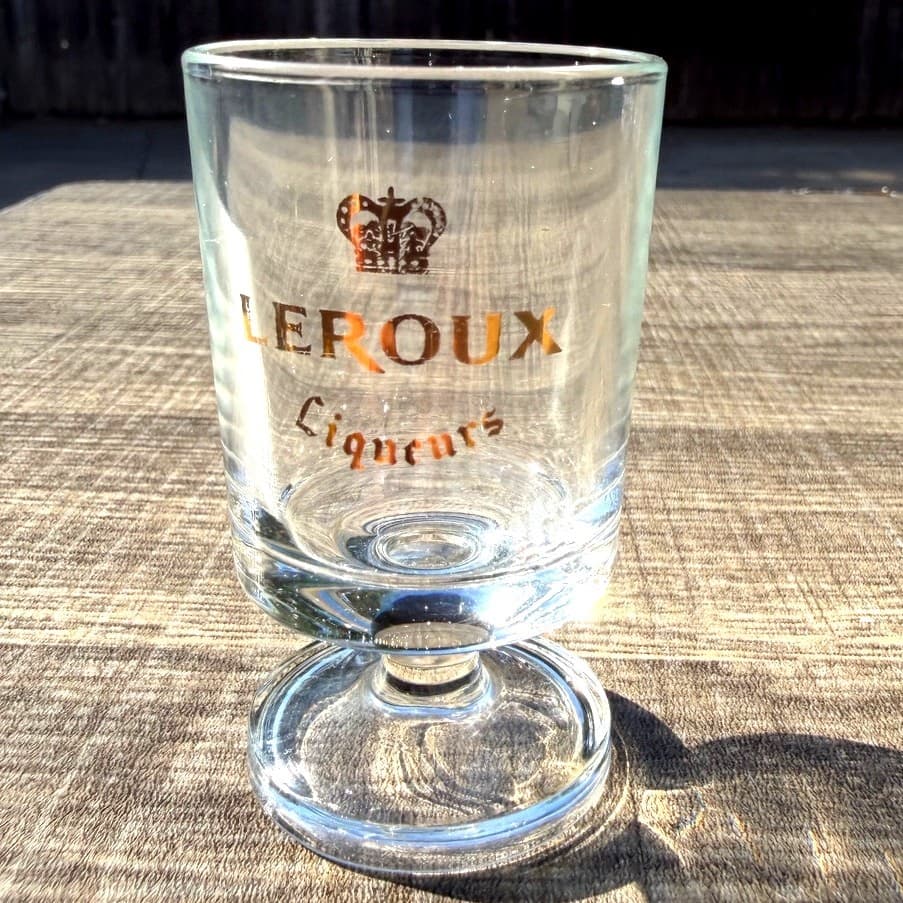 Leroux Vintage Stemmed 3" Gold Logo Liqueur/Cordial/Shot Glasses-Set of 5 - Thumbnail 4