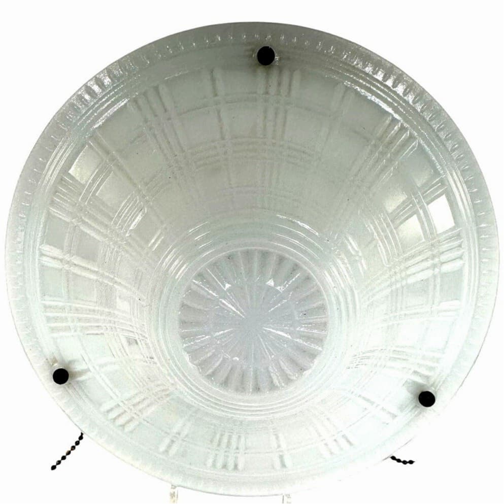Art Deco Hanging Opalescent Milk Glass 10.5" Vintage Ceiling Light Shade-Rare - Thumbnail 5