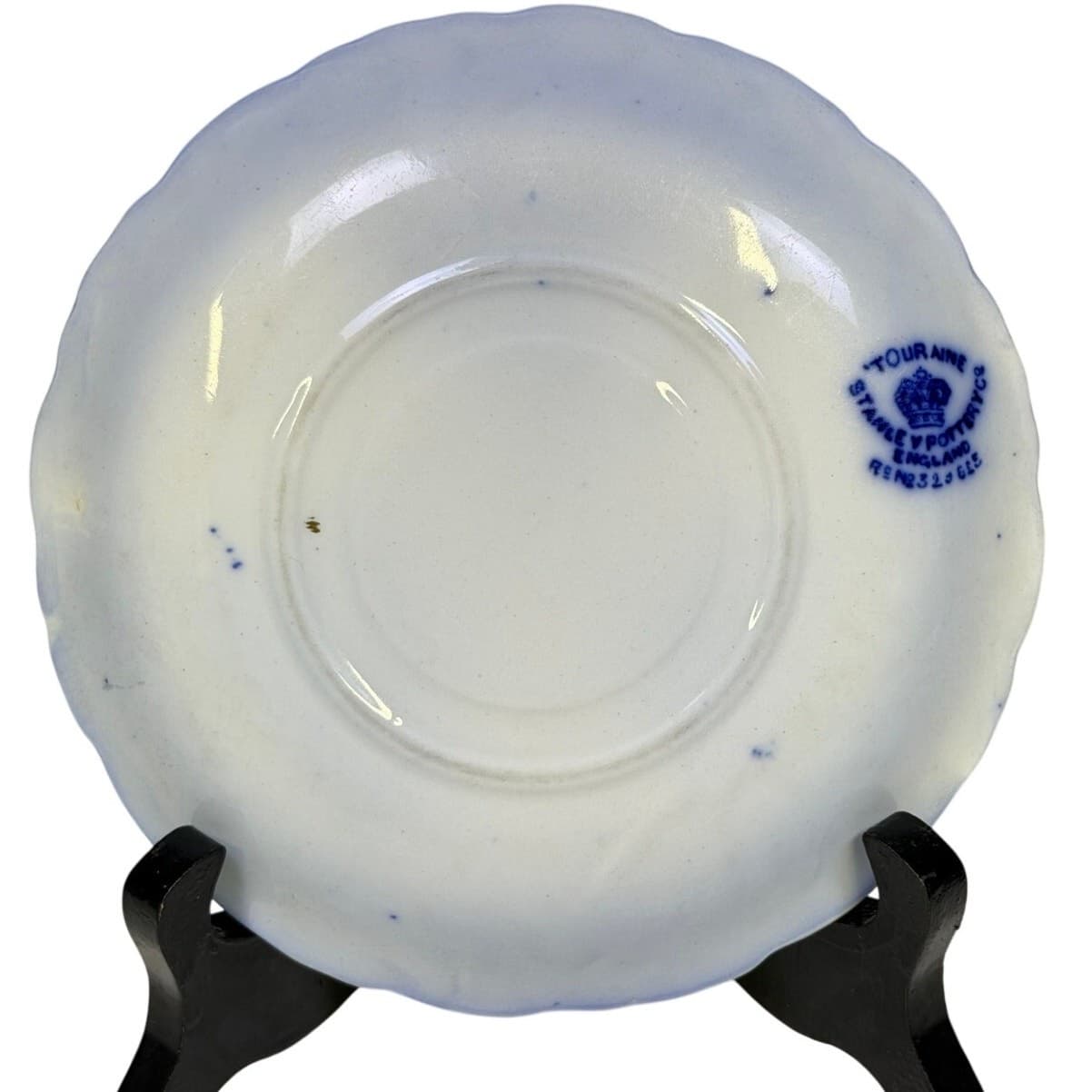 Antique c. 1928 Stanley Pottery 'Touraine' Flow Blue Saucer for Teacup - Thumbnail 3